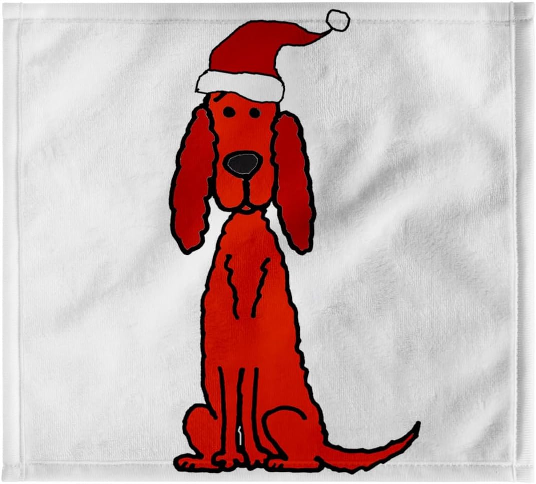 3dRose Funny Cute Irish Setter Puppy Dog in Santa Hat Christmas Cartoon 22x30 Bath Hand Pool Towel