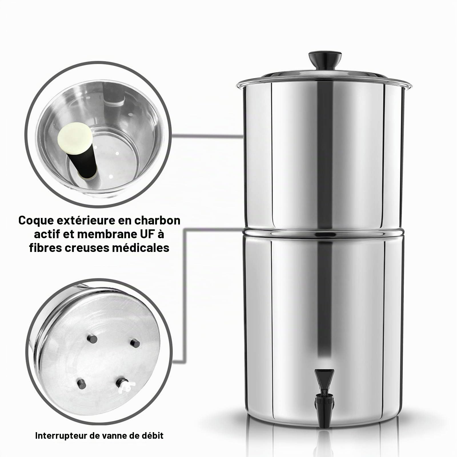 11L Seau de Filtration d'eau de Système de Filtre à Eau par Gravité 27 * 52cm pour La Préparation Aux Urgences de Randonnée à La Maison de Camping en Plein Air