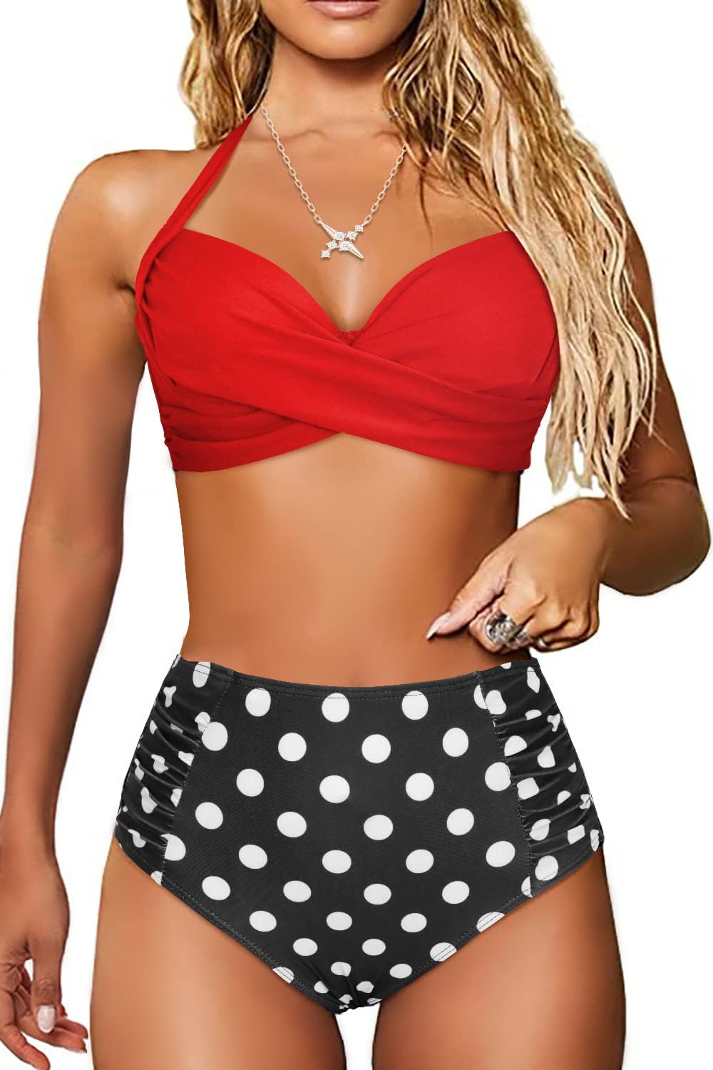 JFAN Costume da Bagno Donna Vita Alta Costumi Piscina Donna Due Pezzi Imbottito Push Up Beachwear Reggiseno Bikini Donna Mare JFAN Costume da Bagno Donna Vita Alta Costumi Piscina Donna Due Pezzi Imbottito Push Up Beachwear Reggiseno Bikini Donna Mare