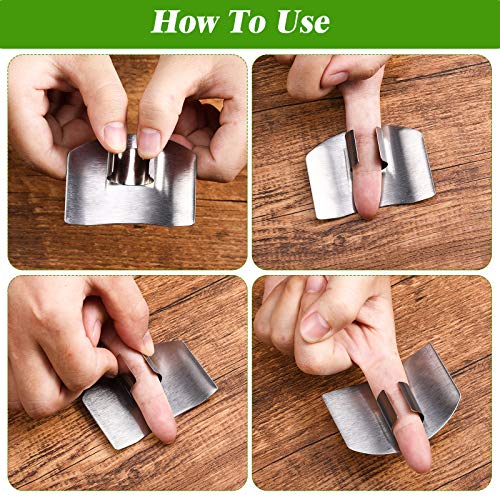 6 Pieces Stainless Steel Finger Guards Knife Cutting Protector and 1 Piece Stainless Steel Onion Holder Slicer Vegetable Potato Cutter Slicer for Kitchen Slicing Dicing Chopping