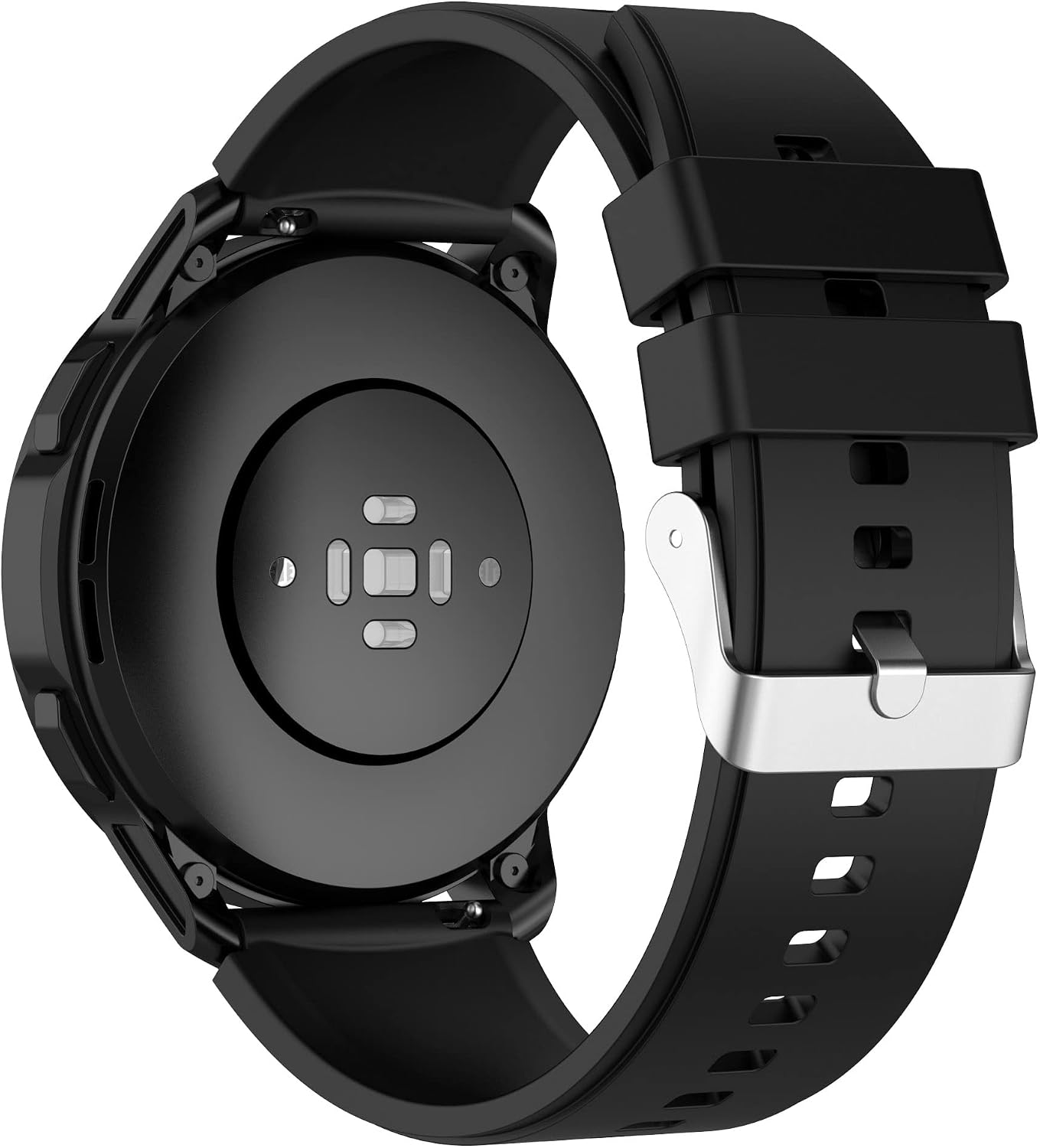 Back view of Tiksounds P150 Smartwatch with Turnwin band attached, showing attachment points.