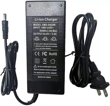 54.6V 2A Adapter Charger for 48V Boosted Board V2 Dual Plus, V3 Mini S/X, Stealth, V3 Plus, and Boosted Rev Scooter Using 48V Battery