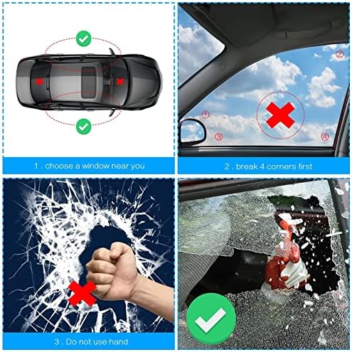 Fentar 4 pack Car Window Breaker, Car Emergency Hammer Seat Belt Cutter, 2-in-1 Window Hammer Car Escape Tool, Car Safety Hammer, Car Essentials Glass Breaker, Car Emergency Kit with 2 Whistles