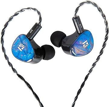 KBEAR KB02 Colorful Resin Shell in Ear Monitor Headphones, Bone Conduction Dynamic Driver Wired Earbuds, IEM Headphones HiFi Earphones with 2Pin 4N OFC Cable 3.5mm Plug for Singers Musicians, Blue