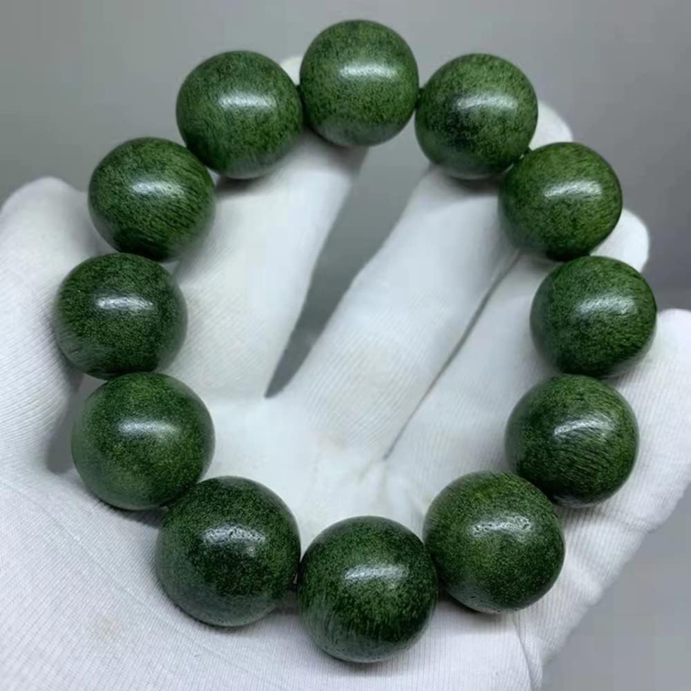 JAJAFOOK Mala Bead Bracelet 108 Beads 12 Beads Prayer Meditation Sandalwood Green Wood Elastic 20mm*12beads