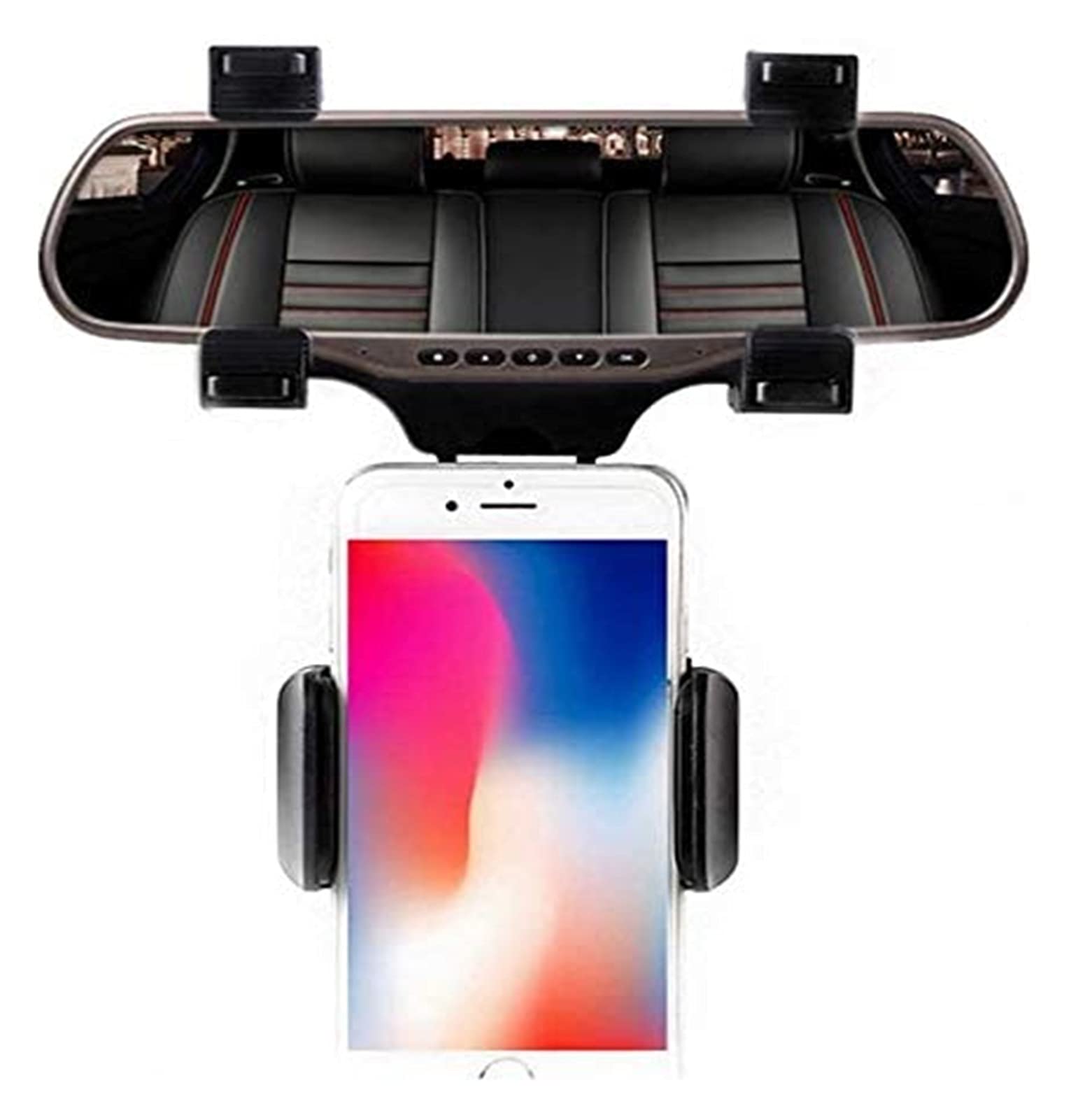Staffa specchietto retrovisore Bamlarate, Montaggio Universale a Rotazione a 360 Gradi per (X / 8 / 8PLUS / 7 / 6S) Android, Onore e più Smart Phone GPS (Nero)