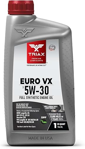 TRIAX Euro VX 5W-30 Full Synthetic Ester, compatible con VW 507.00504.00, VW Audi 502.00, 505.01, BMW LL-04, Porsche C30, ACEA C3, Mercedes 229.51,