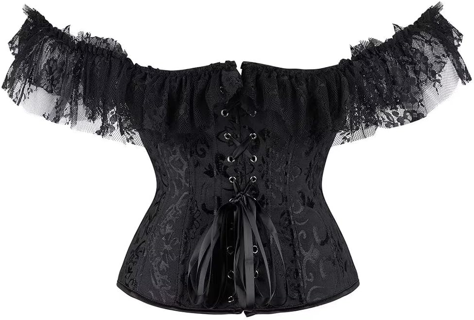 Corset Tops Bustier for Women with Sleeves Off The Shoulder Lace Floral Plus Size