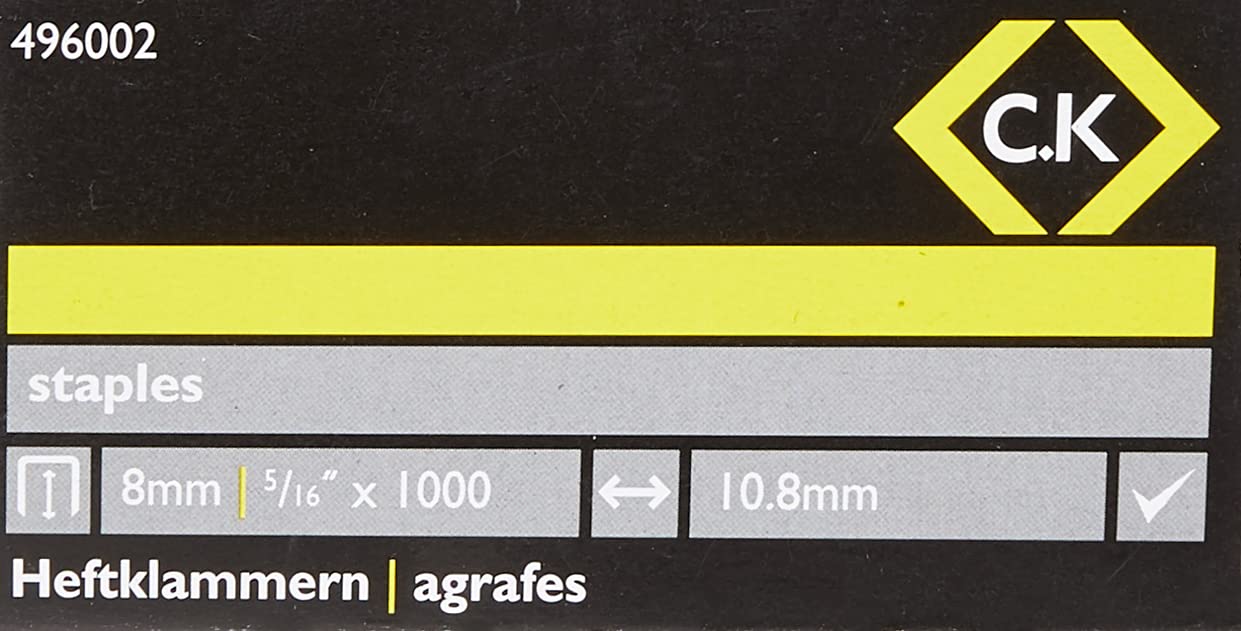C.K 496002 zszywki 10,5 mm szerokości x 8 mm głębokie pudełko 1000