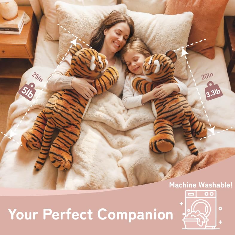 Image of Niuniu Daddy 20 inch 3.3 lb Weighted Tiger Stuffed Animal for Adults Kids, Giant Large Soft Body Pillow Plush Toy for Sleeping Huggable, Gift for Everyday Comfort