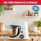 Moulinex Robot pâtissier, Capacité bol 4,6 L, 8 vitesses + Pulse, Technologie Fouet Whisk pour un fouettage parfait, Batteur et pétrin en fonte d'aluminium, 1100 W, Masterchef Gourmet blanc QA510110 - 6