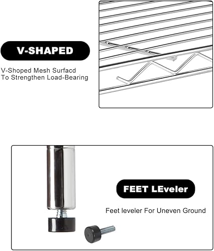 Miniatura 4 de Estantes de almacenamiento, estantería de alambre de 5 niveles y 1250 libras de capacidad, organizador de estantes de metal NSF, altura ajustable,