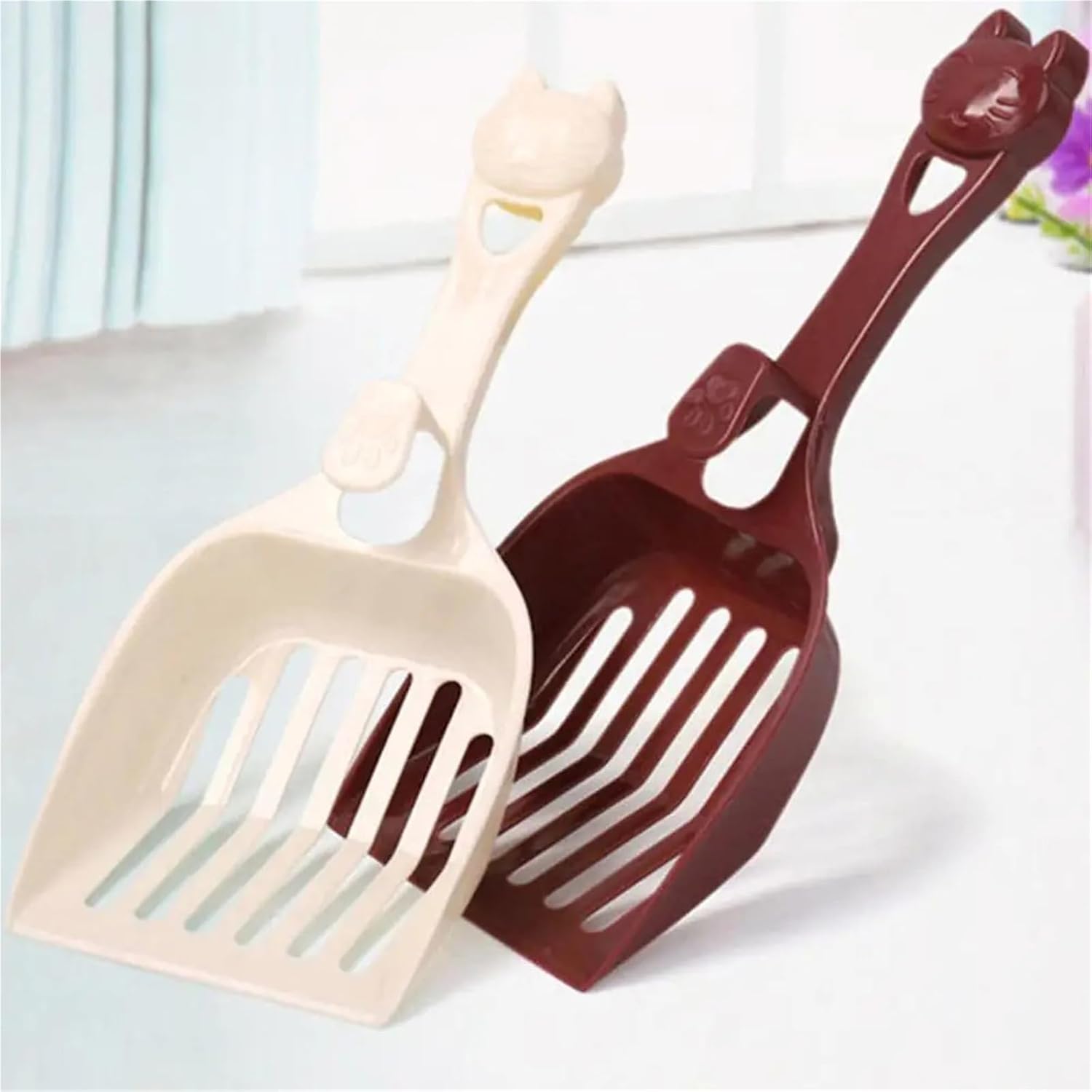 Multicolor Plastic Cat Litter Scoop, Litter Sand Box Shovel for Kitten Toilet Cleaning Supplies(C-Deep Pink)