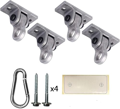 Miniatura 17 de Ganchos resistentes para columpios negros con tornillos y roscas incluidos, capacidad de más de 5000 libras, para patios de juegos, pórticos