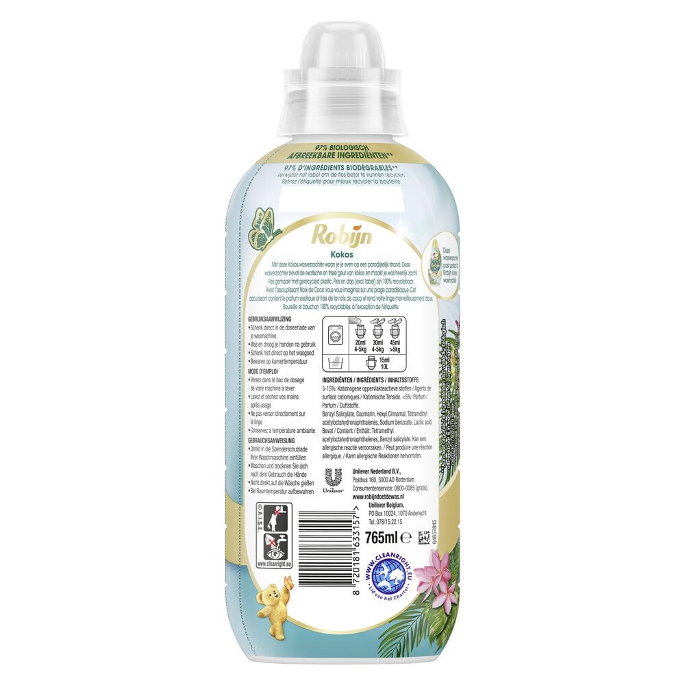 ROBIJN Collections Suavizante – Coco – 8 unidades – 38 lavados/765 ml