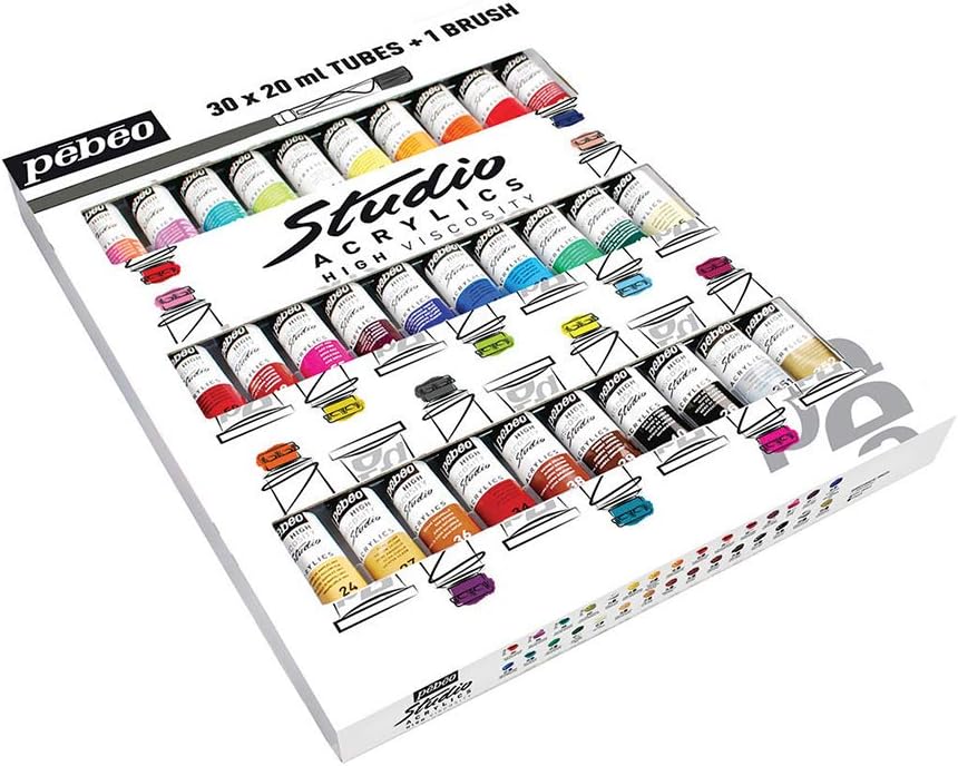 Fine Studio Acrylics High Viscosity, Sets, Set of 30 x 20 ml, Model:833431