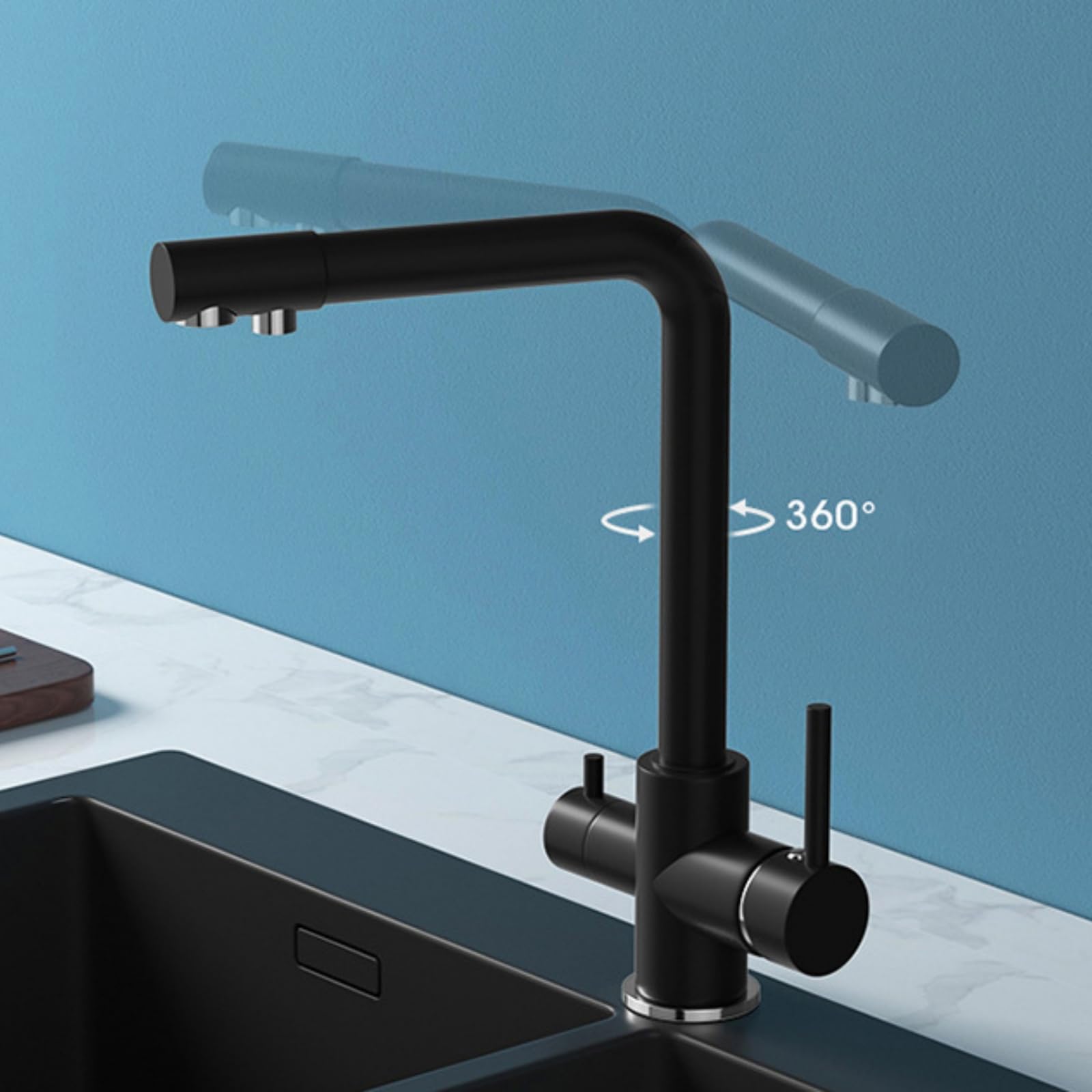 Genérico Grifos de Cocina Grifos para Fregadero de Cocina Grifo de Agua Potable de 3 Vías para Fregadero de Cocina Grifo Purificador de Agua con Filtro 3 En 1 Modo Único