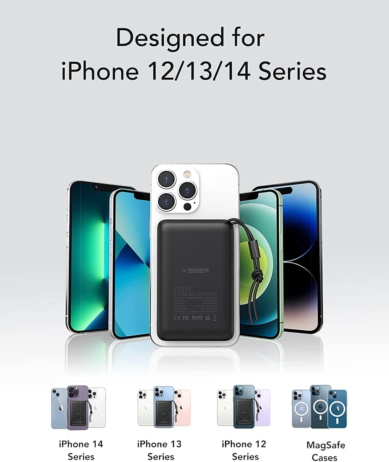 باور بانك مغناطيسي 10000mAh شاحن لاسلكي سريع حتى 1...