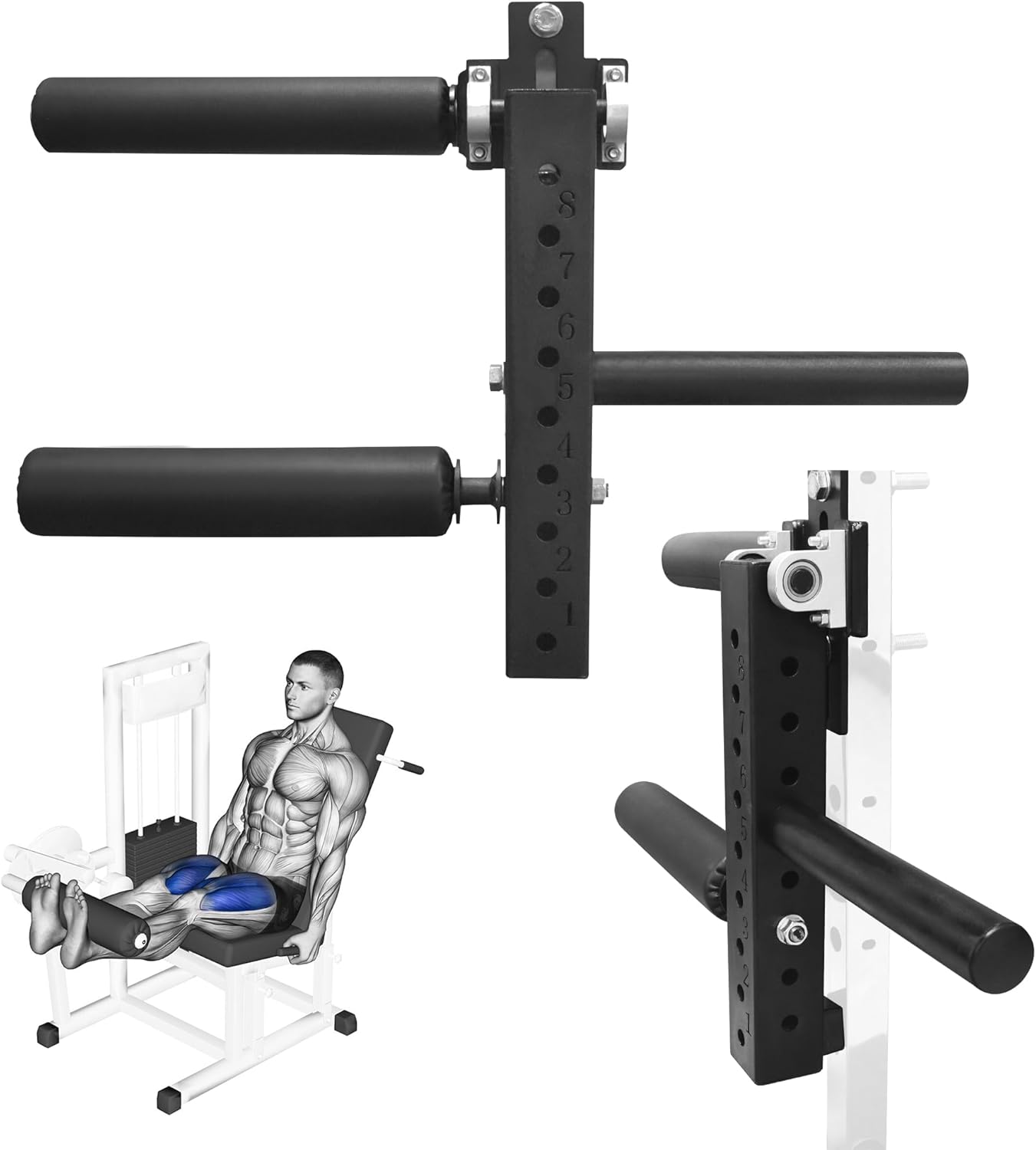 Seated Leg Extension Equipment Leg Muscles Groups Training, Fitness Squat Rack Accessories, Leg Strength Curl Athletic Practice Machine