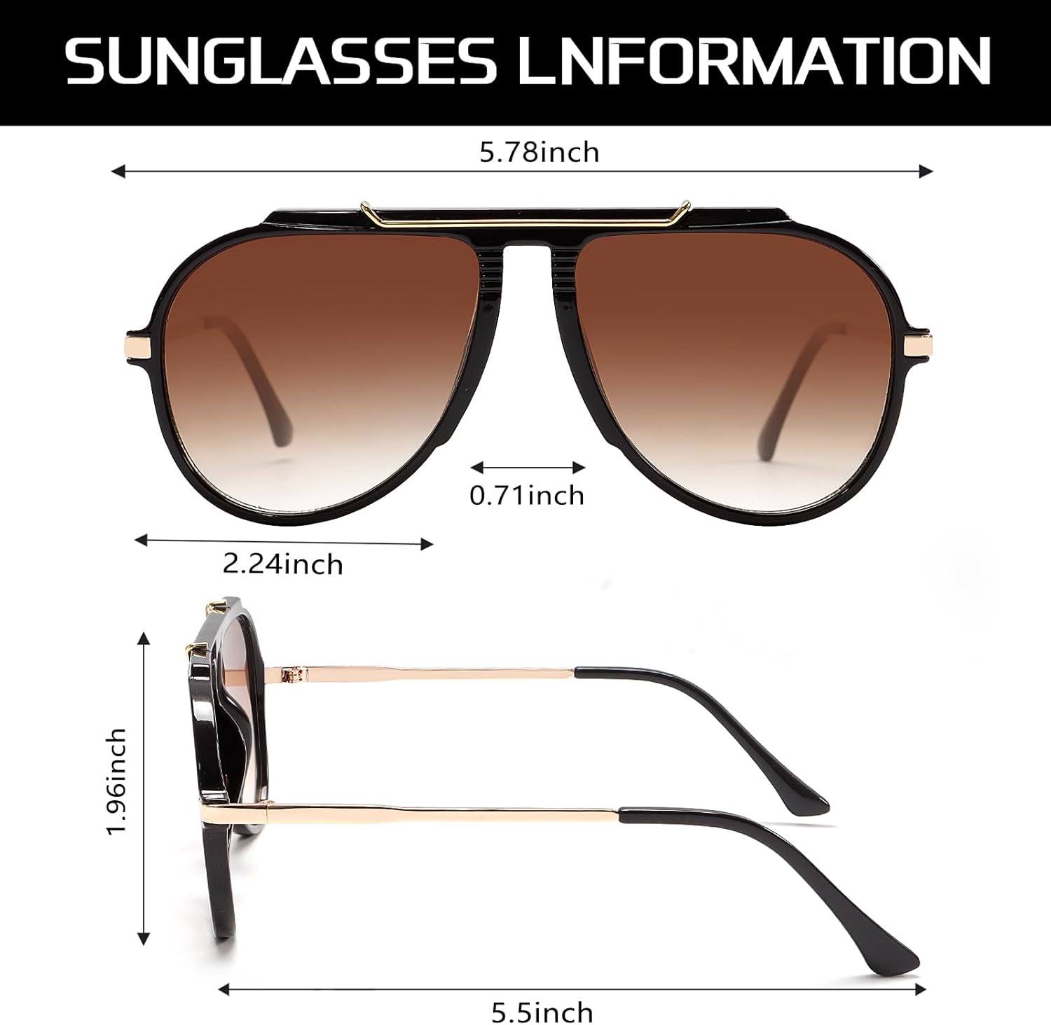 Oversized Aviator Sunglasses for Women Men 2026 70s Retro Gold Metal Sun Glasses Tangle Free Square Aviators - Image 5
