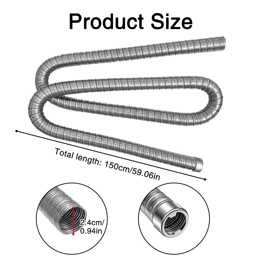 WZYTEU 4 Stuks 24 Mm Uitlaatelleboog – RVS 25 Mm Buitendiameter, 13 Cm Lengte – Incl. 8 Slangklemmen – Voor Auto, Generator, Kachel