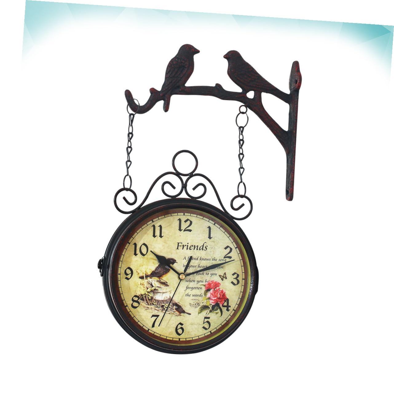 Cabilock Reloj de Pared de Doble Cara Silencioso sin Batería Diseño Original y Material de Hierro para Dormitorio o Bar Decorativo y Funcional