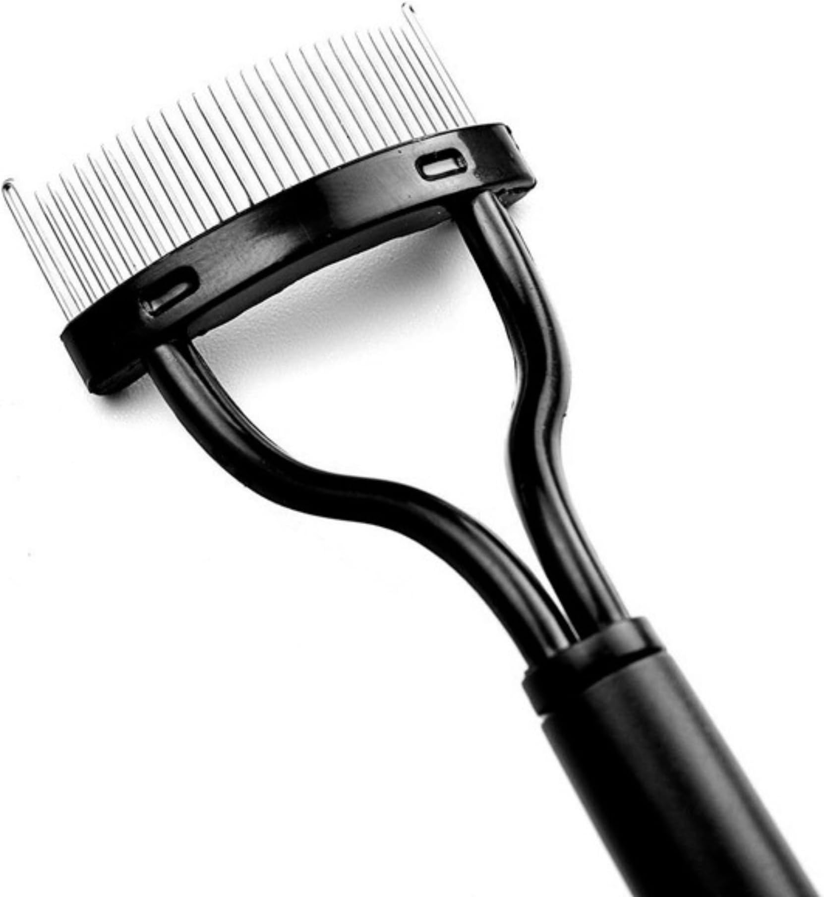 Deluxe eyelash comb with stainless steel ends, lash separator, Mascara-Clumps-Remover, eyelash brush and metal tooth comb, eyelash comb with ergonomically bent stainless steel tips