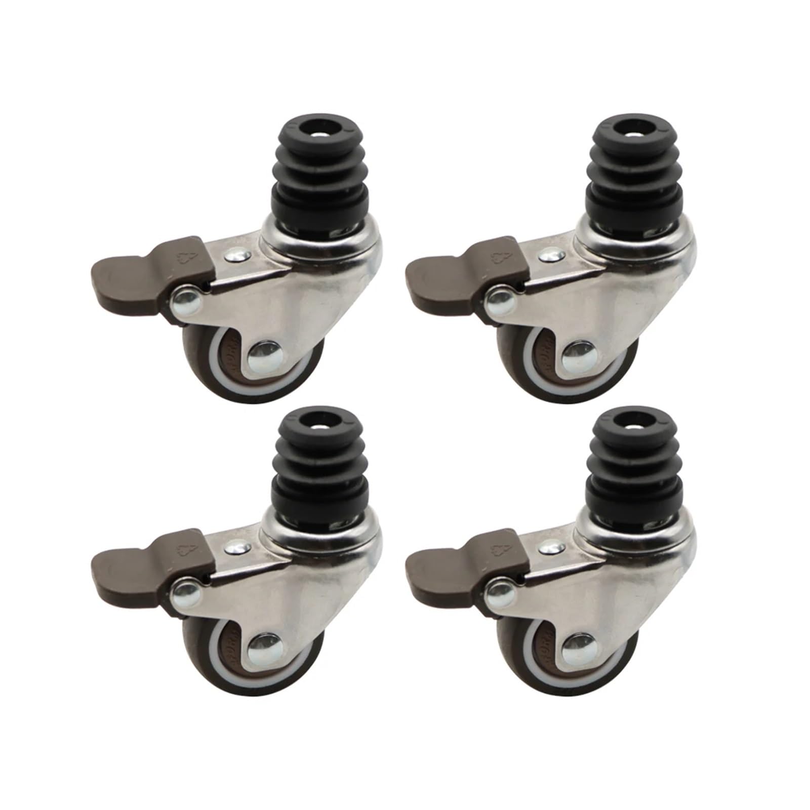 GBRJUYF 4 Pack M8 Threaded Stem 1.5" Rubber Caster Wheels with Brake 80kg Load Capacity Ideal for Furniture and Cart Shelving M8 Type 3 M8x35MM
