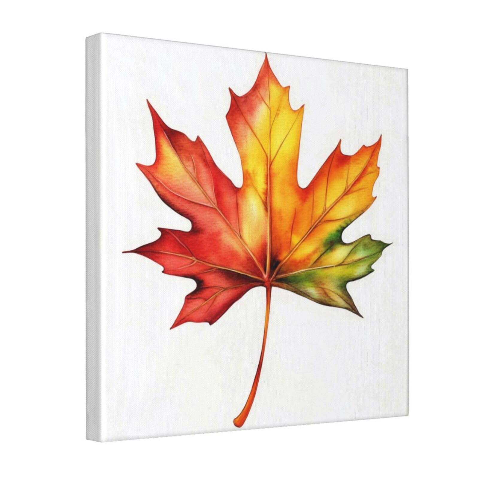 Woshuwo White Maple Leaf Autumn Colors Canvas Wall Art Poster Aesthetic Print Painting For Dorm Bedroom Living Room,30X30cm Framed