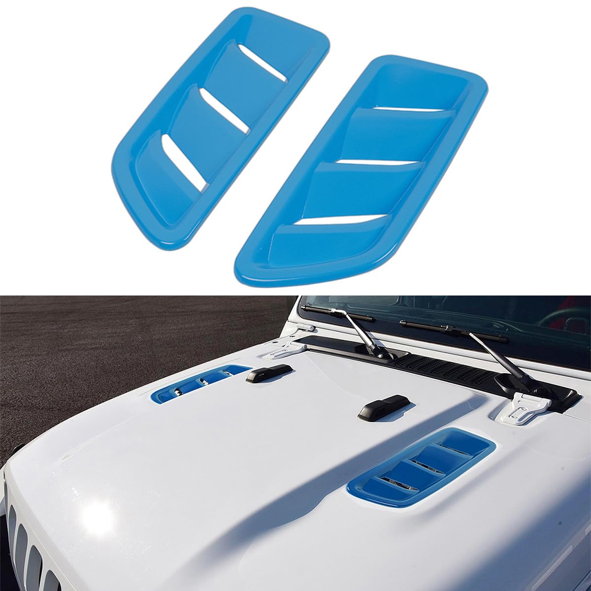 Car Hood Air Vents Trim for Jeep Wrangler JL JT Gladiator Rubicon 2018-2022 Hood Scoop, Bonnet Air Vent Hood Grille Intake Cover Exterior Accessories 2PCS