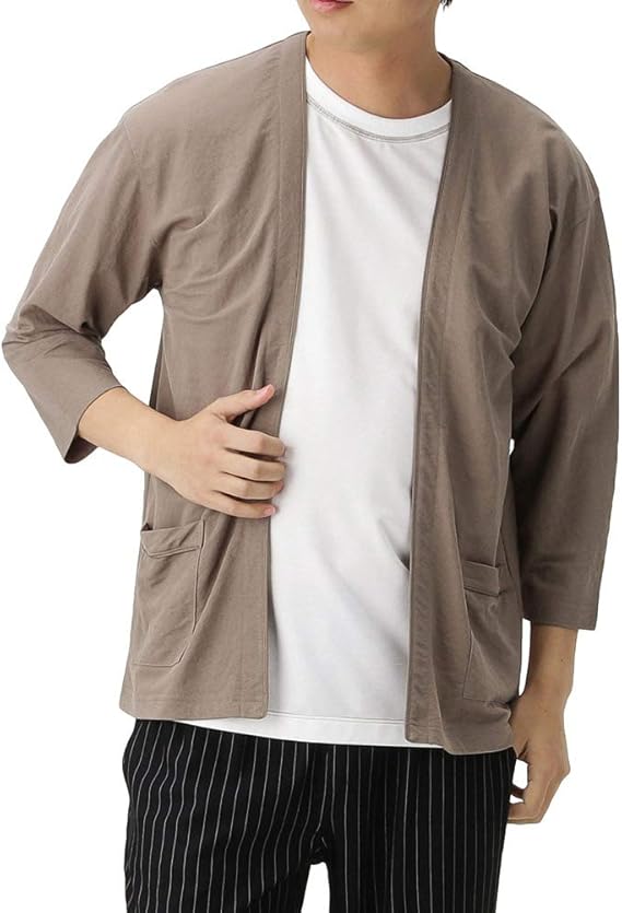 Amazon カーディガン 七分袖 カーデ メンズ レーヨンナイロン7分袖カーディガン ストレッチ 接触冷感 c ベージュ Xl カーディガン 通販