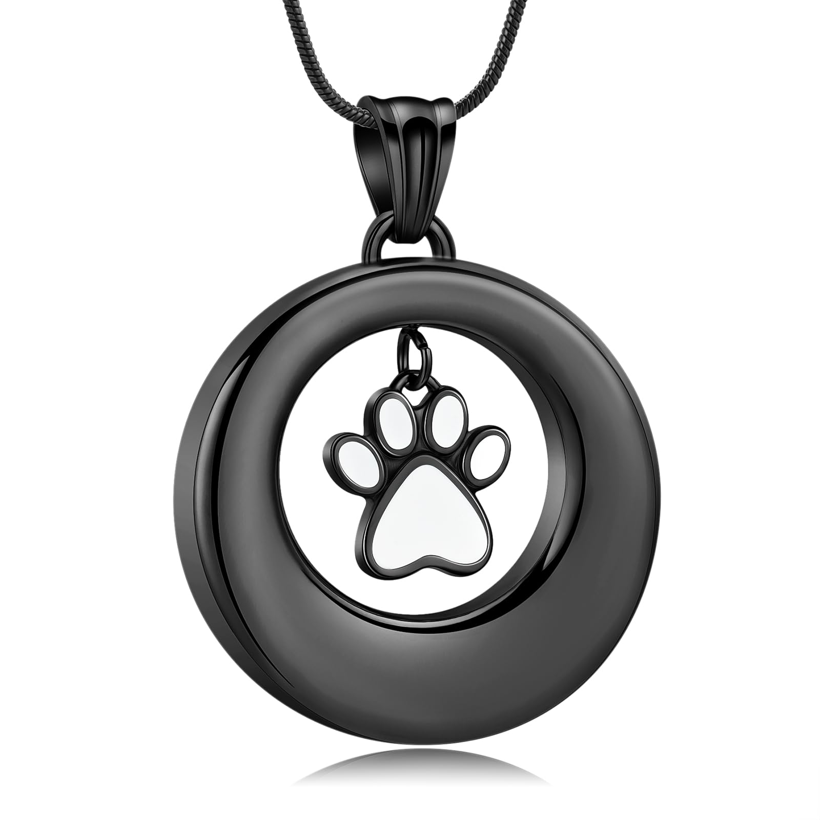 AIWENXI Paw Print Urn Necklace for Dog Ashes Stainless Steel Cat Ash Necklace Circle of Life Eternity Memorial Pendant Ash Jewelry