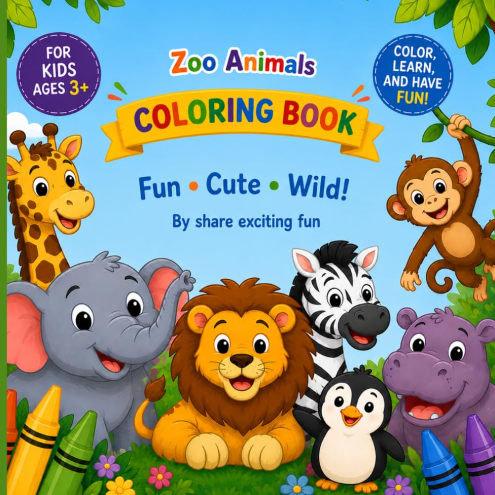Zoo Animals Coloring Book: Wild Adventures for Little Artists!