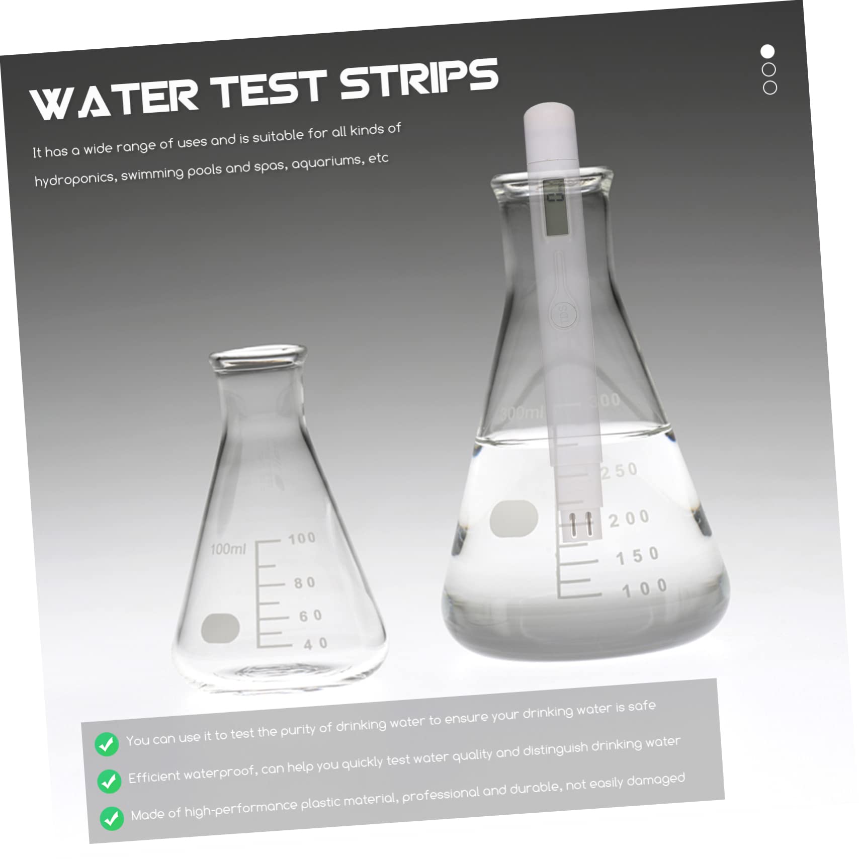ULTECHNOVO 3 Stück Wasserteststift Wasserqualitätstester Zubehör Wassertestwerkzeug E Tool Digitaler Wassertester Digitaler Poolwassertester Wasserreinheitstester Ph Wassertester Kunststoff