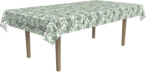 Miniatura 4 de Beistle Big Bucks - Mantel rectangular de plástico, decoraciones de fiesta temática de casino, suministros para fiestas con dinero en efectivo,