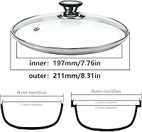 Vista 6 de Tapa de vidrio templado de 8 pulgadas con orificio de ventilación de vapor, olla universal transparente de repuesto con perilla de soporte, borde
