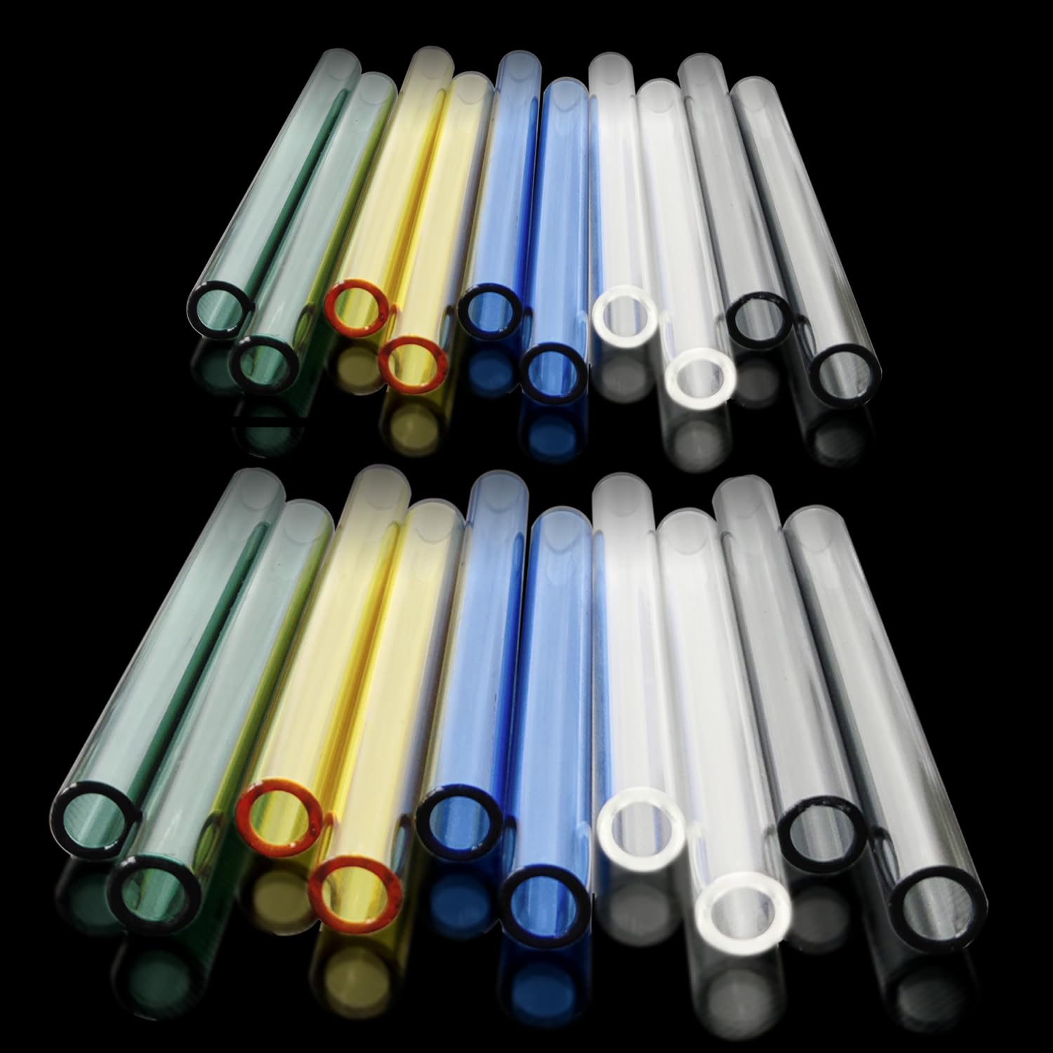 20 Pcs Multicolor Glass Tubes 4 Inches Long 10mm OD 7mm ID 1.5mm Thick Wall Glass Borosilicate Blowing Tubes