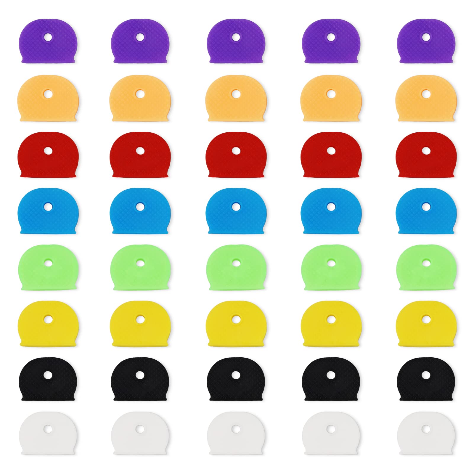 40 Pcs Key Covers Caps, Key Caps Covers Tags Set Flexible Key Covers Coloured Key Identifiers Caps Key Colour Caps Key Cap Label for Easy Identifying House Door Keys, 8 Assorted Colors