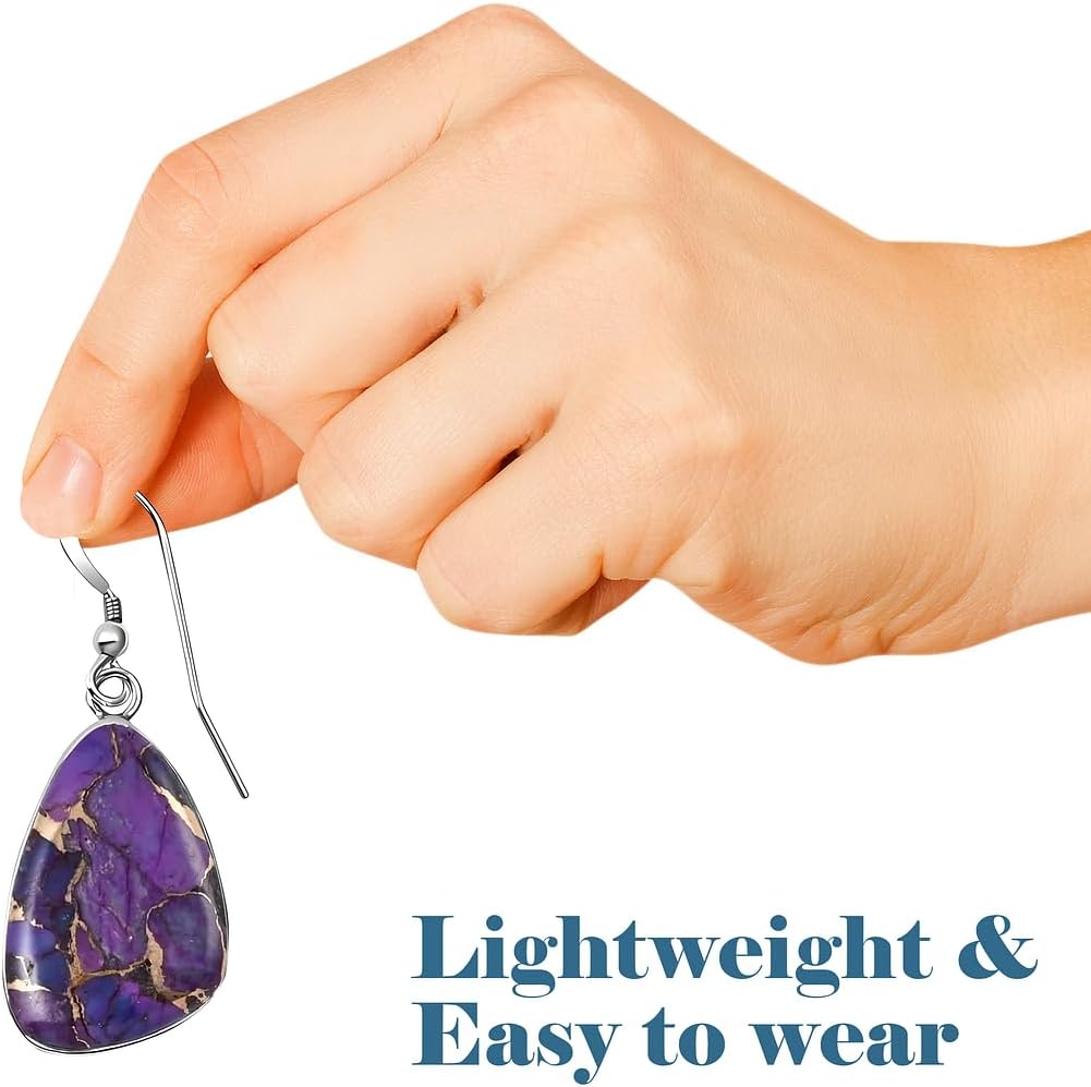 Western Turquoise Earrings for Women in 925 Sterling Silver Drop Dangle Earrings Fashion Boho Cowgirl Accessories Vintage Turquoise Jewelry for Women Valentines Day Gifts - Image 6