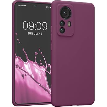 kwmobile Mobile Phone Case for Xiaomi 12 Pro Case - Soft Mobile Phone Silicone Case - Protective Cover - Bordeaux Purple