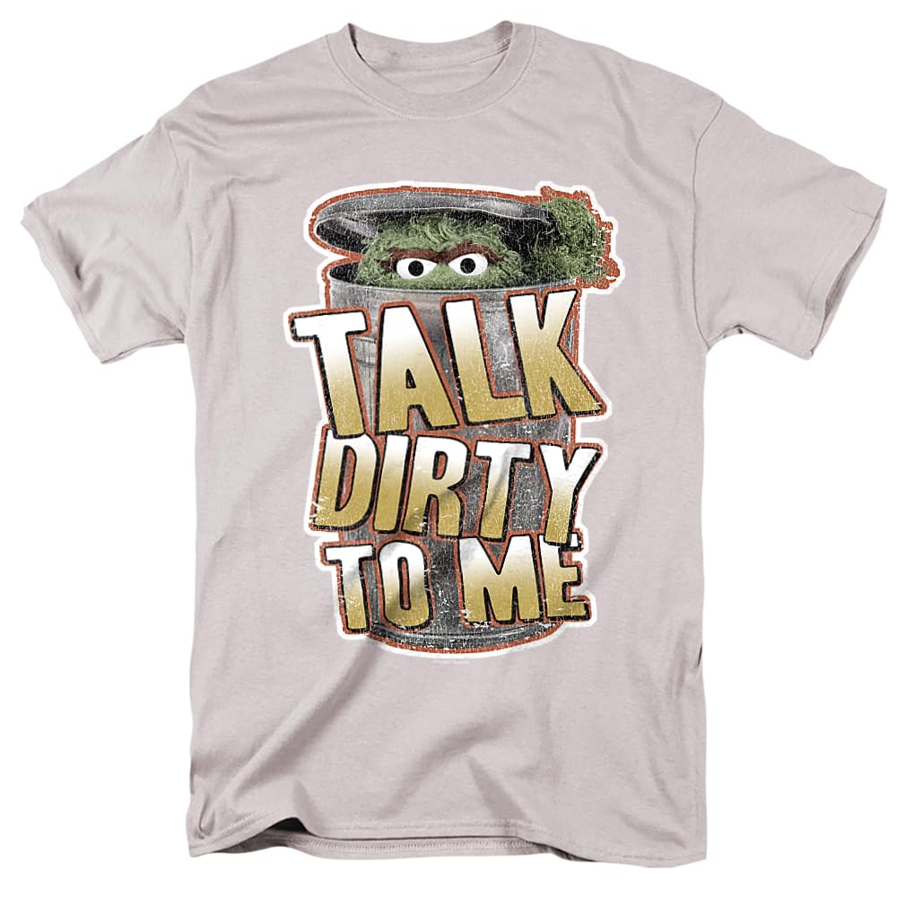 Sesame Street Oscar The Grouch Talk Dirty Unisex Adult T-Shirt Silver