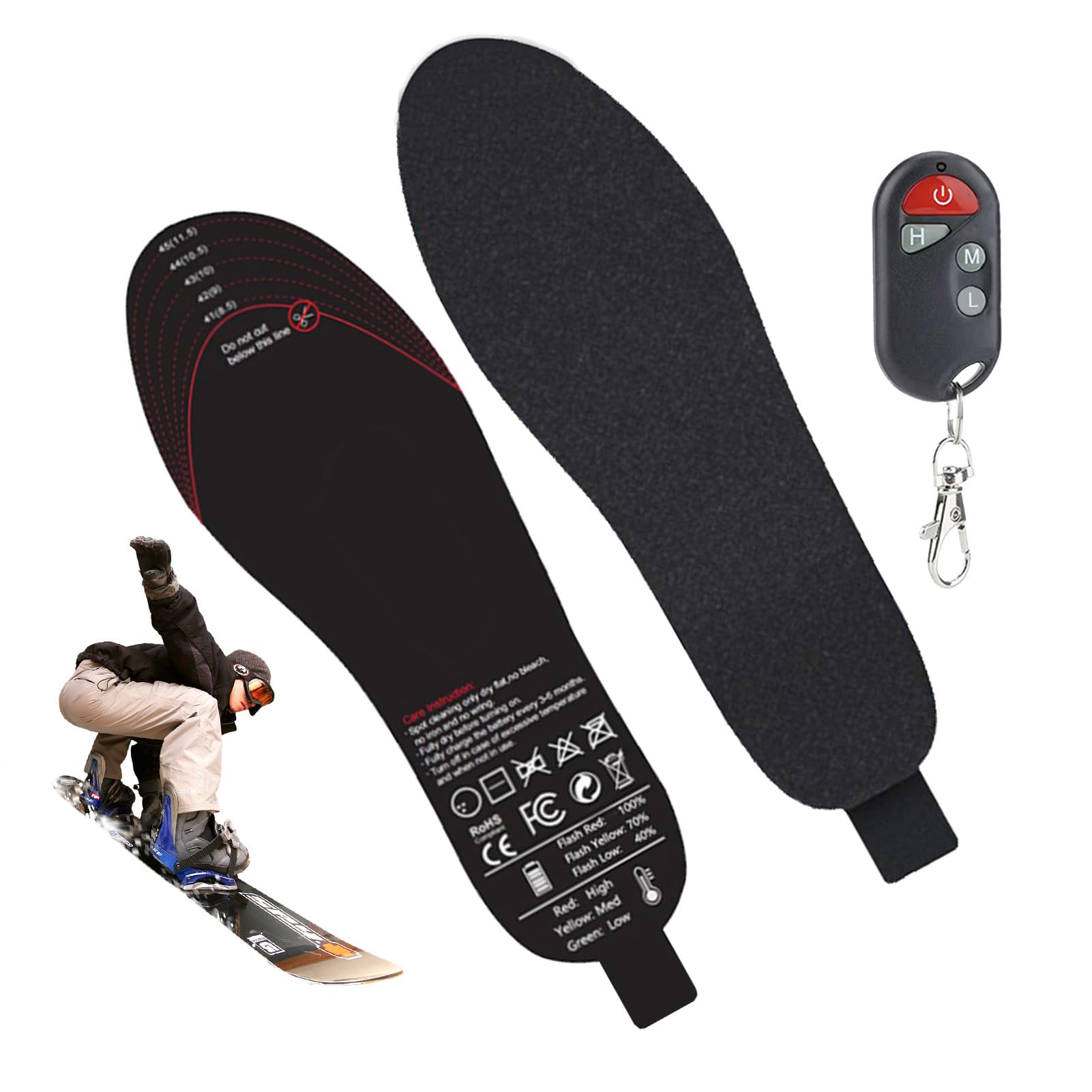 Plantillas calentadas para Zapatos - Calentador de pies Recargable con | Mando a Distancia | Plantillas calentadas de Fibra de Carbono para Clima frío, Plantillas de Alta Densidad para Caza y Fovola