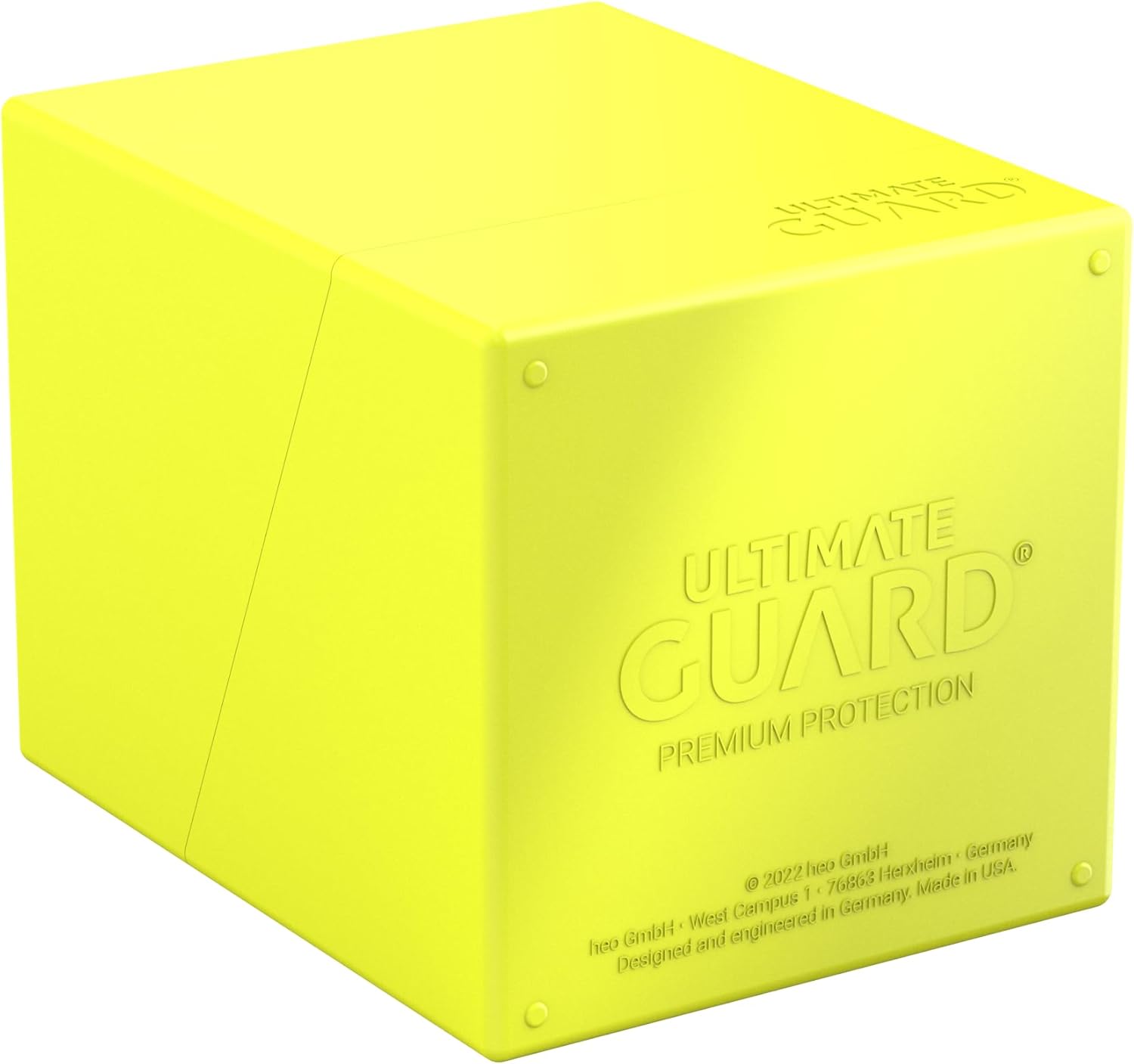 Ultimate Guard Boulder Solid 100+, Deck Case for 100 Double-Sleeved TCG Cards, Neon Yellow, Secure & Durable Storage for Trading Card Games, No Transparency