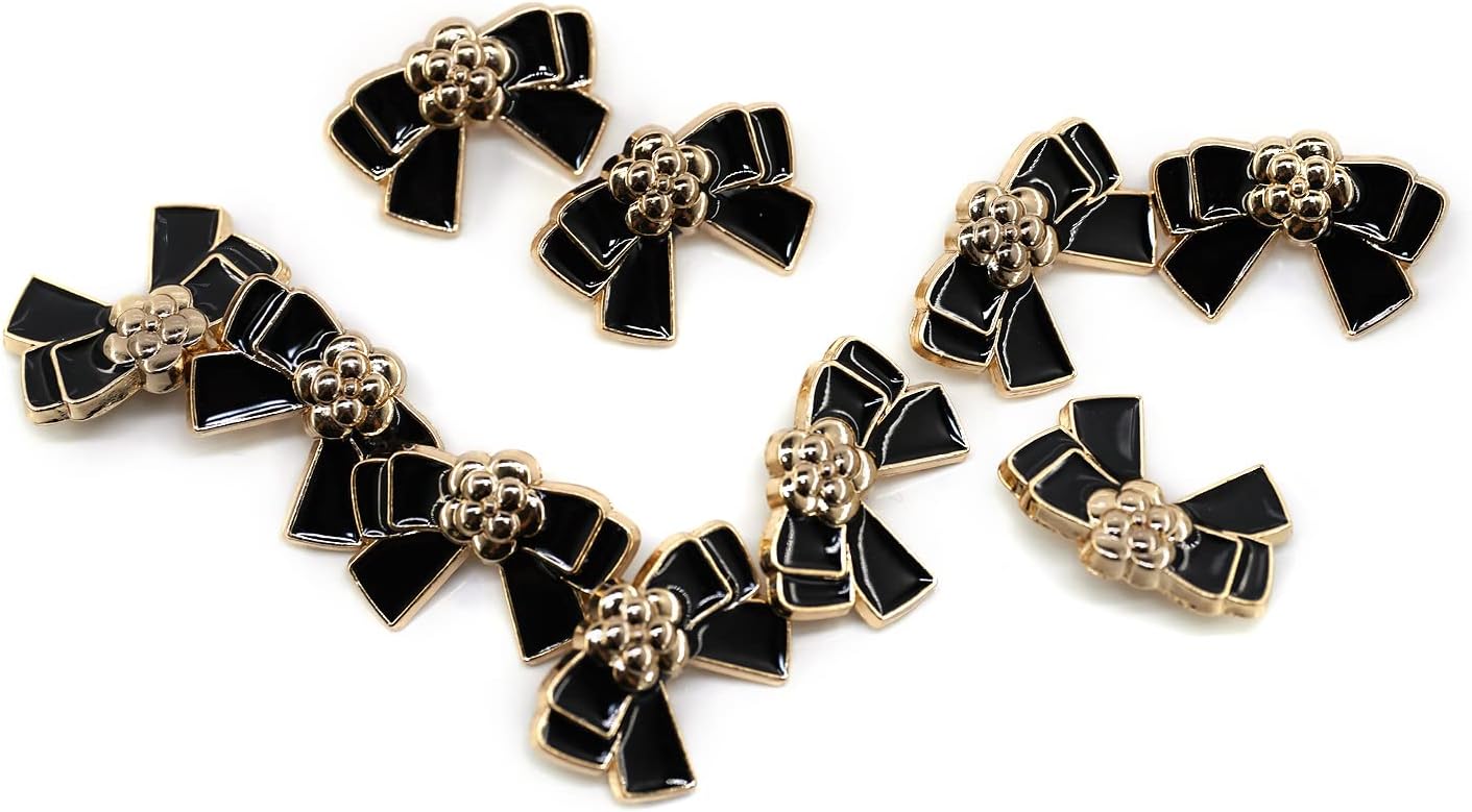 20 pcs Enamel Bowknot Electroplated Metal Shank Sewing Coat Buttons -25x17mm -1"
