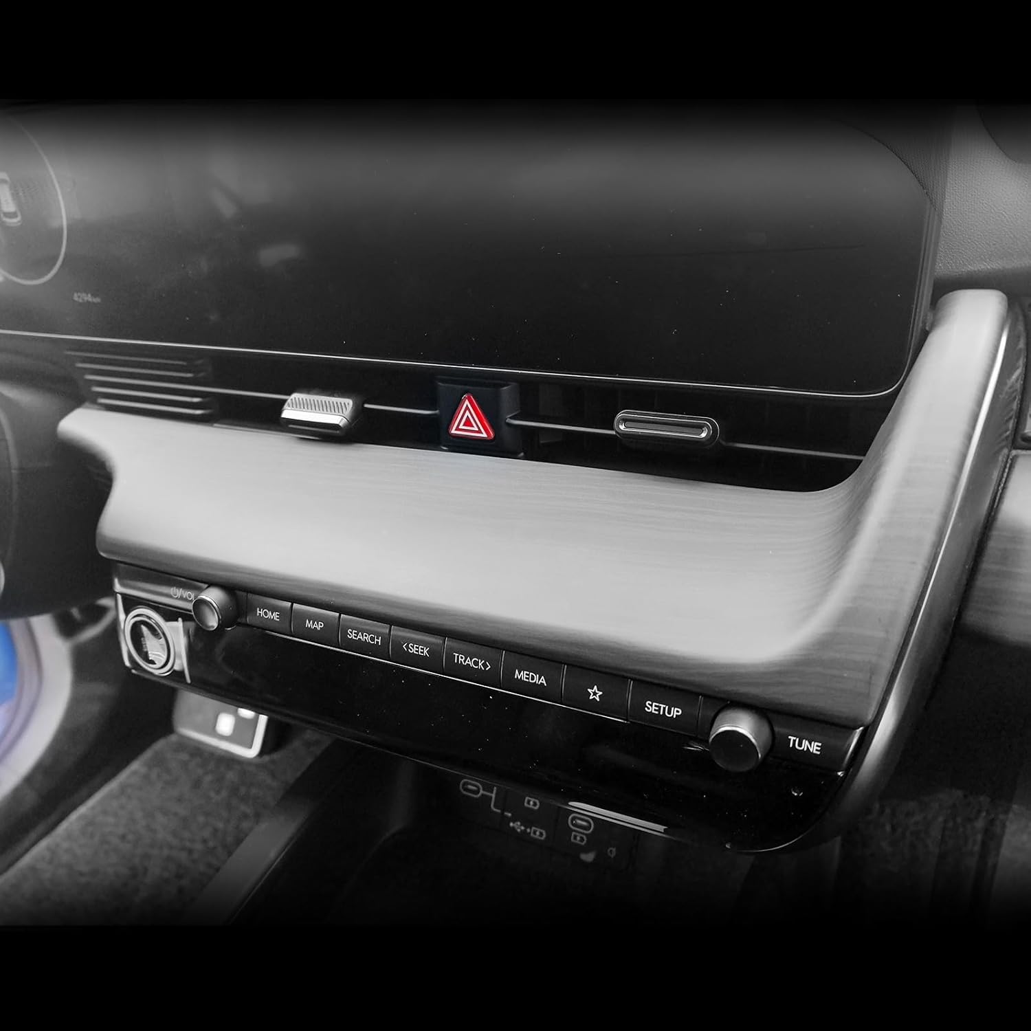 Car Dash Cover Trim Instrument Panel Moulding Trim,Center Console Dashboard Frame Cover Compatible with Hyundai Ioniq 5 2022-2024 Ioniq 5 N 2025 Interior Accessories(Wood Grain Style)