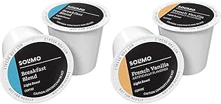 Amazon Brand Solimo Light Roast Coffee Pods, Breakfast and French Vanilla Flavored Blend, Compatible with Keurig 2.0 K-Cup Brewers, 100 Count