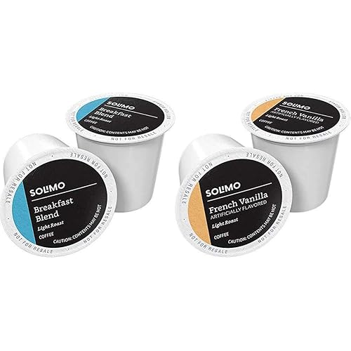 Tienda Brand Solimo Cápsulas de café tostado ligero, mezcla de sabor desayuno y vainilla francesa, compatible con cafeteras Keurig 2.0 K-Cup, 100