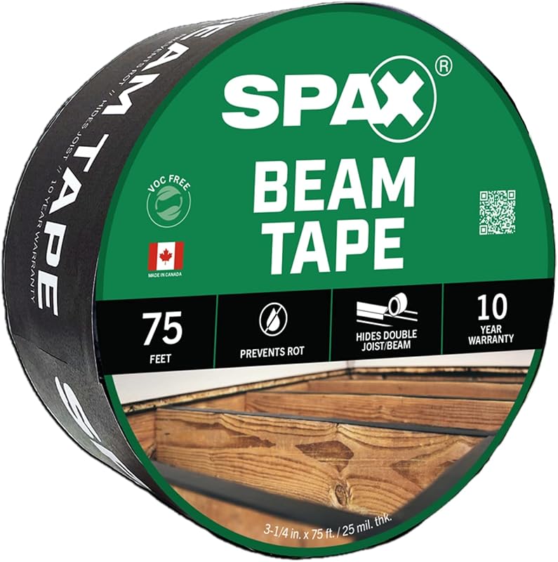 SPAX 3-1/4" x 75' Deck & Flashing Tape (1 Pack) Waterproof Beam & Ledger Board Tape for Decks, Windows & Exterior Projects – UV Resistant Self-Adhering Barrier
