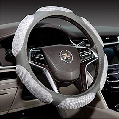 NIKAVI Steering Wheel Cover - Odorless, Warmer Hands in Winter, Cooler Hands in Summer (Grey, Medium-O)