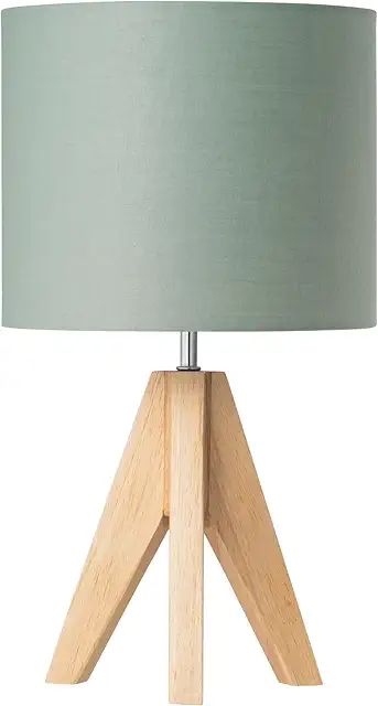 Bean Green Wood Tripod Table Lamp - Modern Bedside Lighting for Living Room & Bedroom